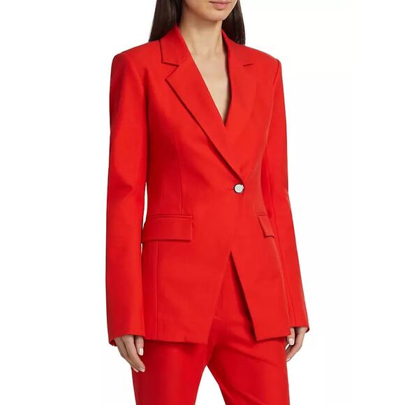 Derek Lam 10 Crosby Noah Blazer Red One-Button Jacket Cotton‎ Blend Sz 14 - Picture 1 of 14